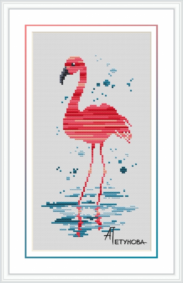 Pink Flamingo Cross Stitch Pattern фото 1