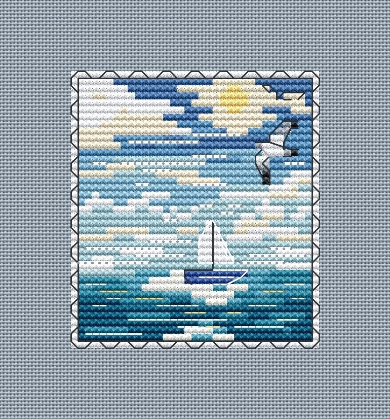 Sea Breeze Postage Stamp Cross Stitch Pattern фото 2