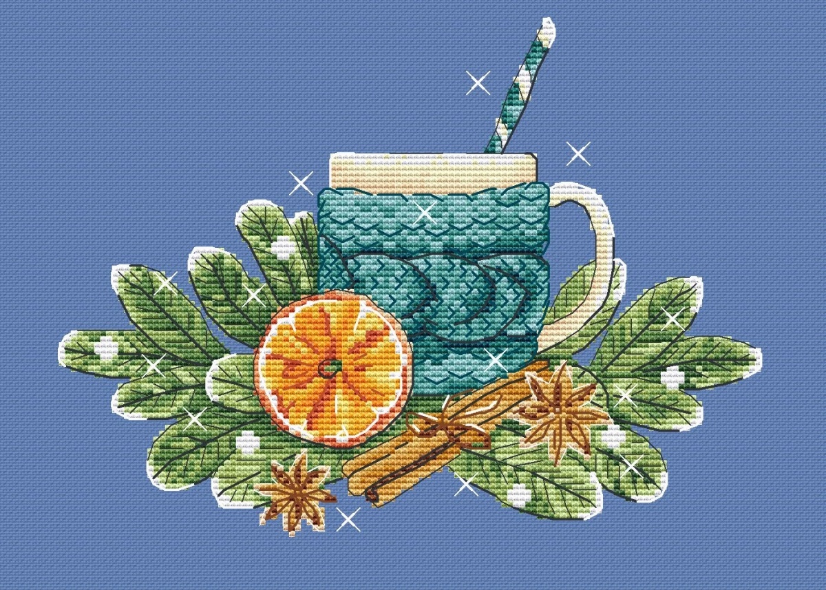 Cocoa with Orange Cross Stitch Pattern фото 1