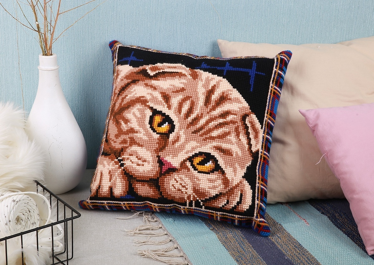 Scottish Fold Cat Cushion Front Cross Stitch Kit фото 3