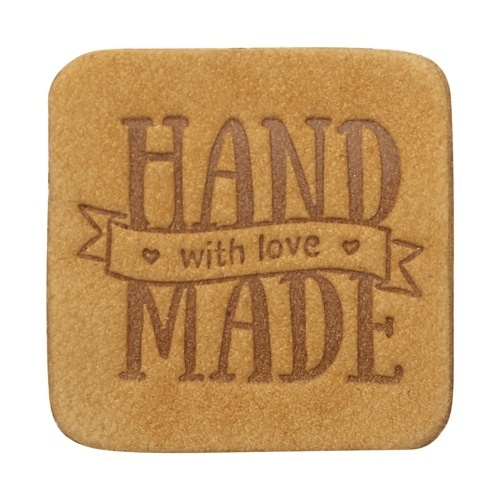 Label "Handmade", leather natural, square фото 6