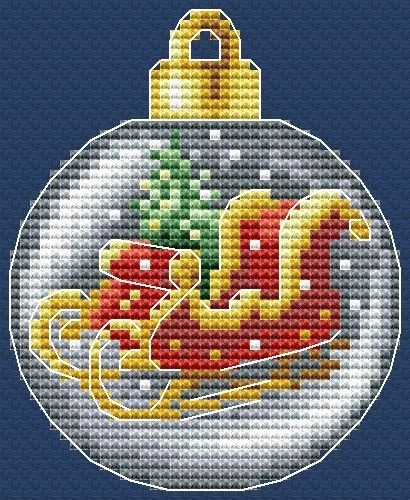 Christmas Bauble. Sleigh Cross Stitch Pattern фото 1