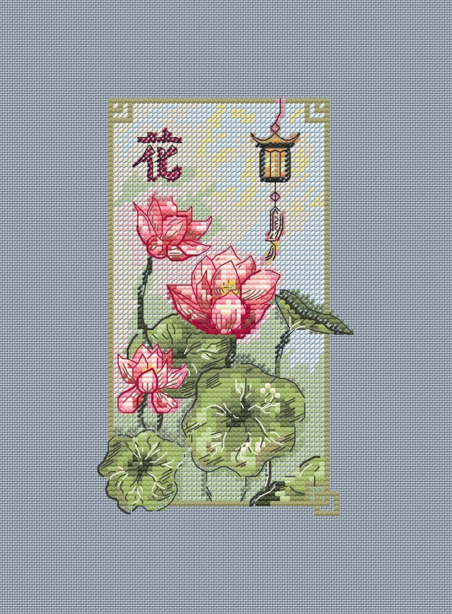 Flowers of the East. Lotus Cross Stitch Pattern фото 3