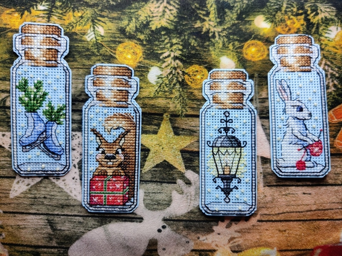 Bottles. Winter Shelf Cross Stitch Pattern фото 4