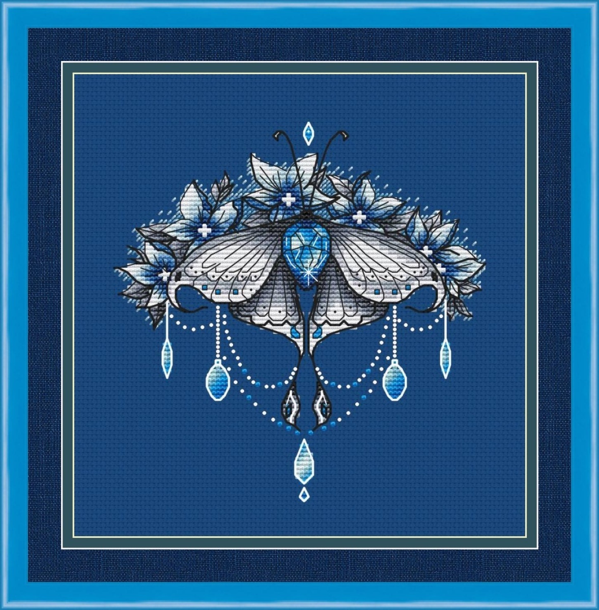 Sapphire Butterfly Cross Stitch Pattern фото 1