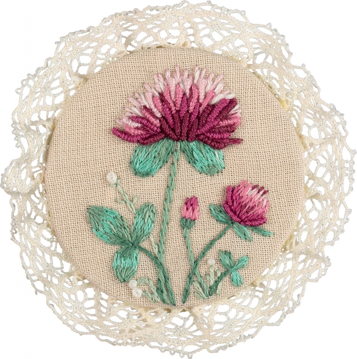 Vintage Brooches. Clover and Sweet Pea Embroidery Kit фото 5
