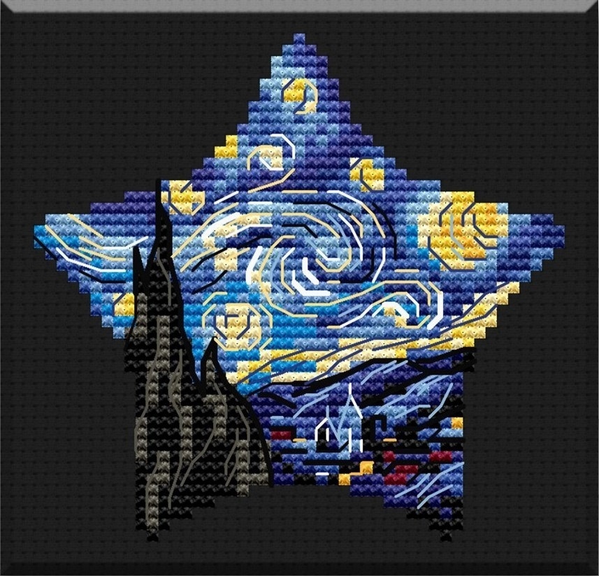 Starry Night Cross Stitch Pattern фото 1