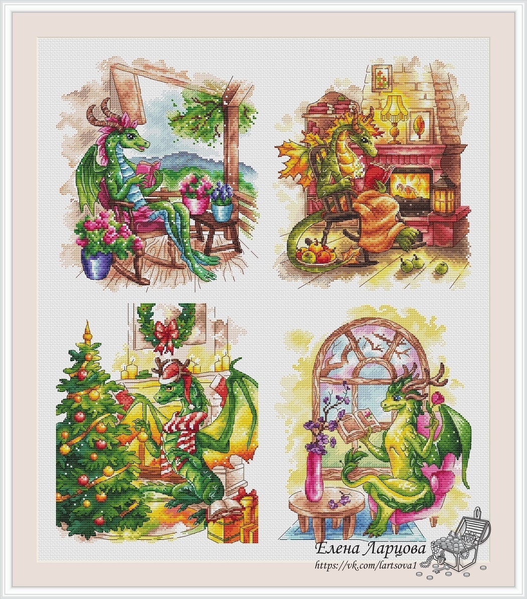 Dragons - Seasons Cross Stitch Pattern фото 1