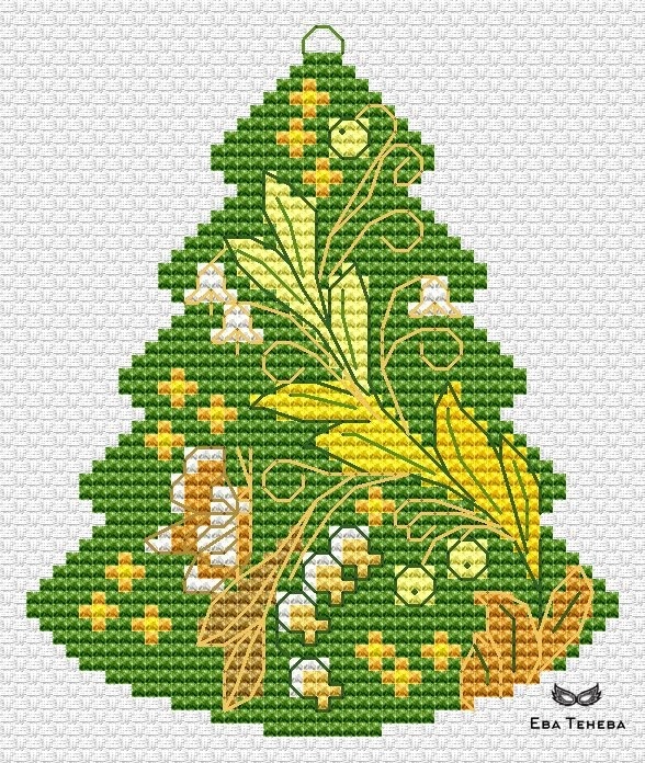 Christmas Tree. Lilies of the Valley Cross Stitch Pattern фото 1