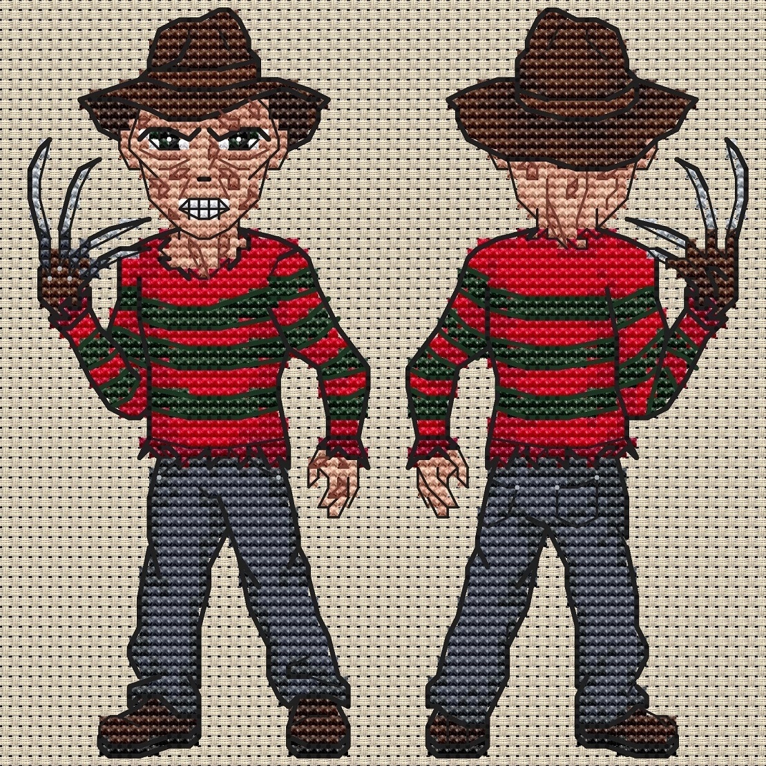 Freddy Krueger. A Nightmare on Elm Street Cross Stitch Pattern фото 1