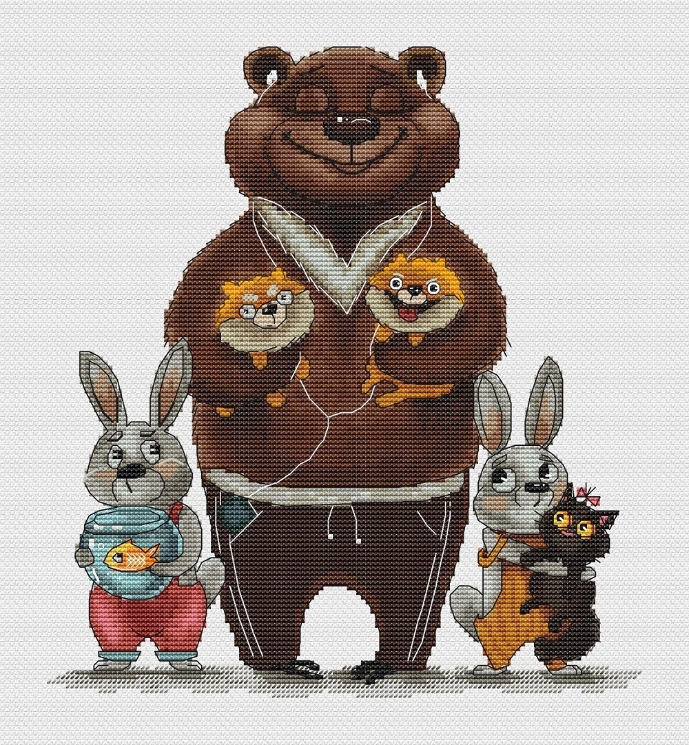 Bear and Family Cross Stitch Pattern фото 3