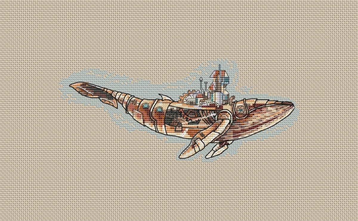 Steampunk Whale Cross Stitch Pattern фото 2