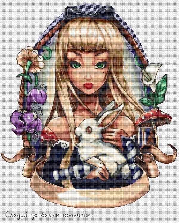 Follow the White Rabbit! Cross Stitch Pattern фото 1
