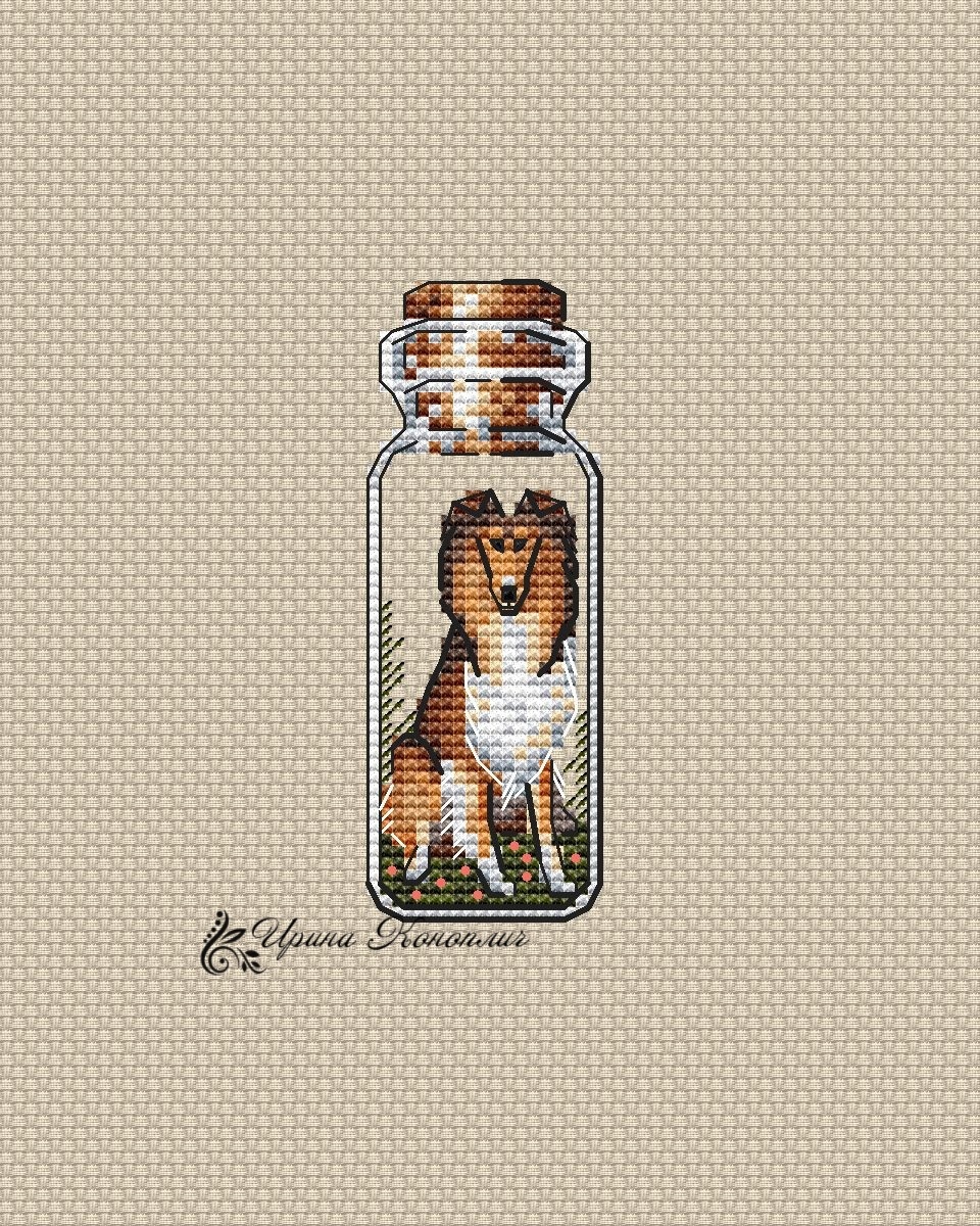 Bottles. Collie Cross Stitch Pattern фото 1