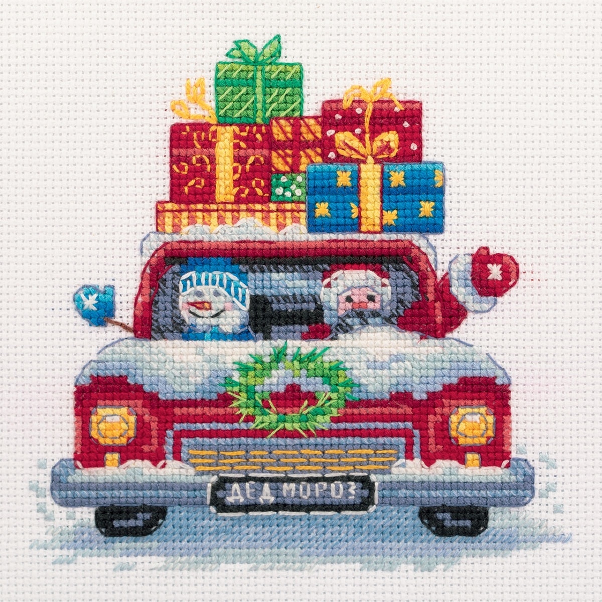 Postcard. Holiday Car with Gifts Cross Stitch Kit фото 3