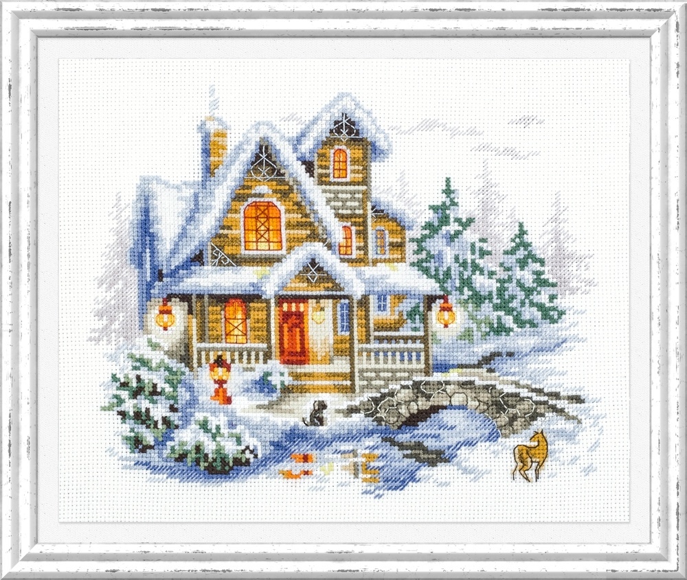 Winter Cottage Cross Stitch Pattern