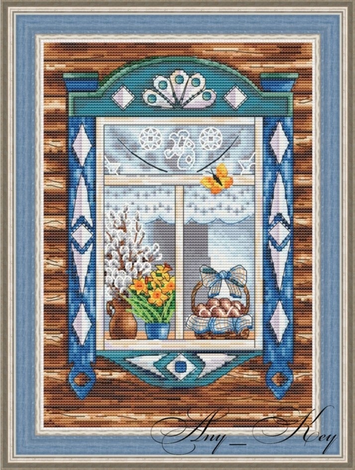 Easter Window Cross Stitch Pattern фото 1
