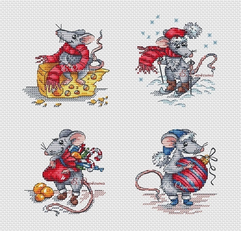 Little Rats Cross Stitch Pattern фото 1