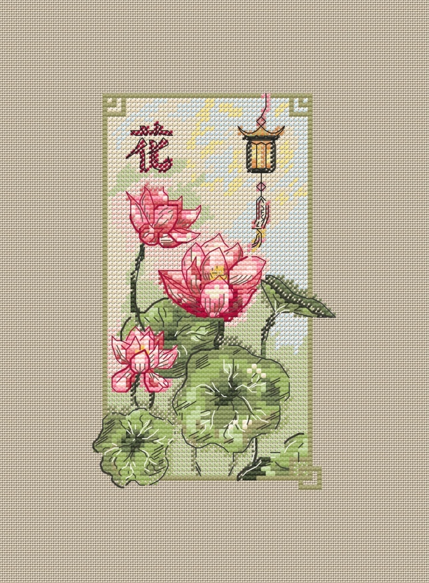 Flowers of the East. Lotus Cross Stitch Pattern фото 2