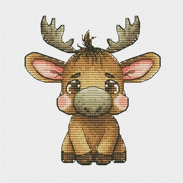 Little Moose Cross Stitch Pattern фото 1