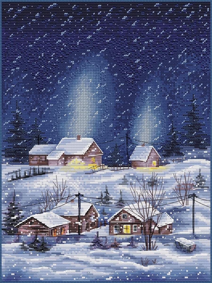 Winter in the Village Cross Stitch Chart фото 1