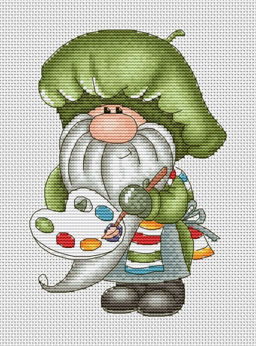 Artist Gnome Cross Stitch Pattern фото 1