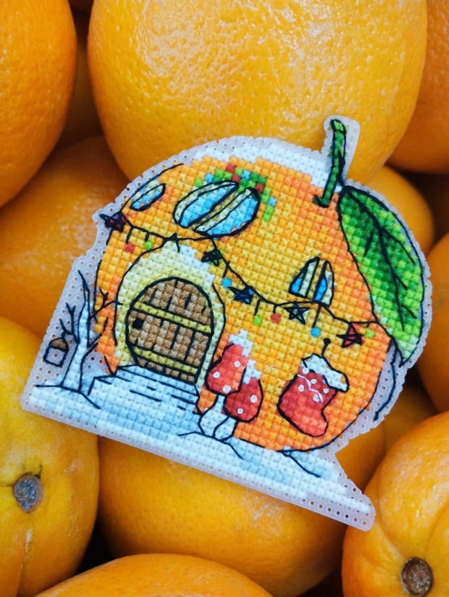 Orange House Cross Stitch Pattern фото 4