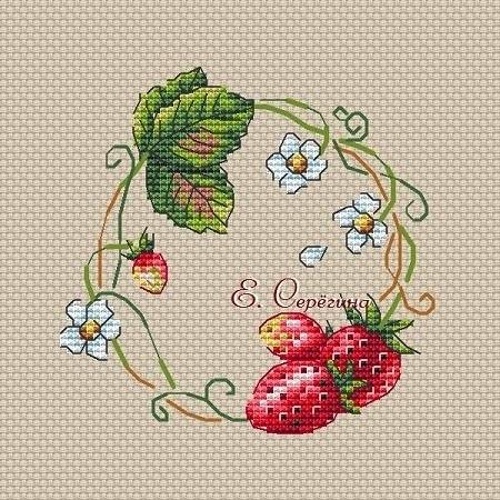 A Strawberry Wreath Cross Stitch Pattern фото 2