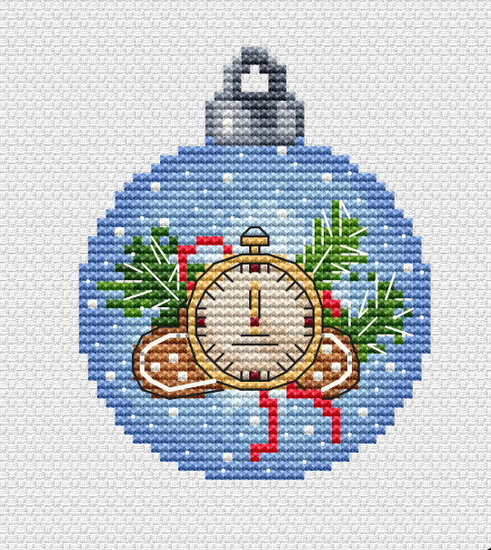 Clock Christmas Ball Cross Stitch Pattern фото 2