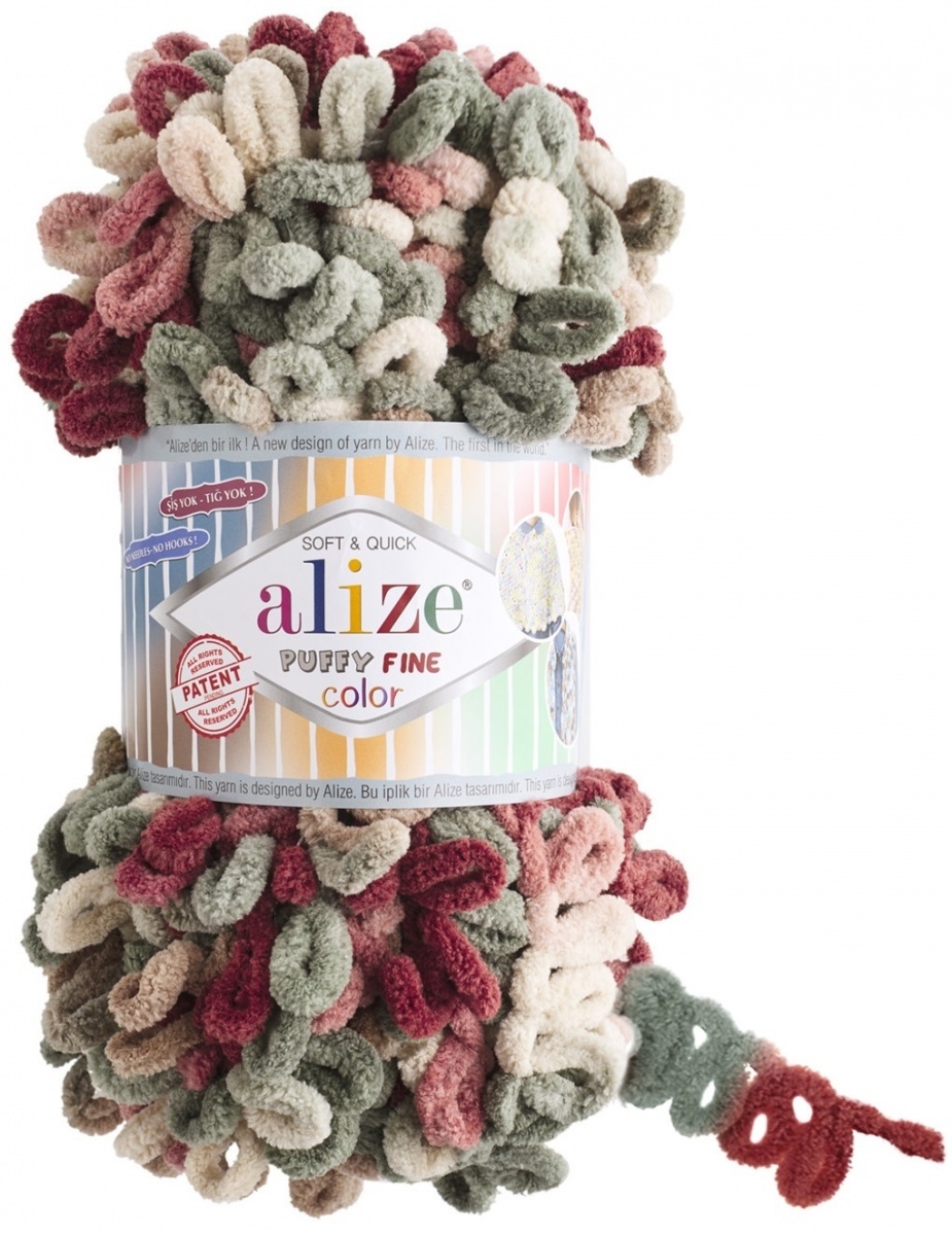 Alize Puffy Fine Color, 100% Micropolyester 5 Skein Value Pack, 500g фото 10