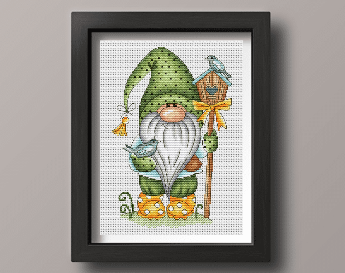 Spring Gnome Cross Stitch Pattern фото 2