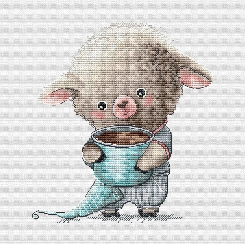 Coffee lovers. Lamb Cross Stitch Pattern фото 1