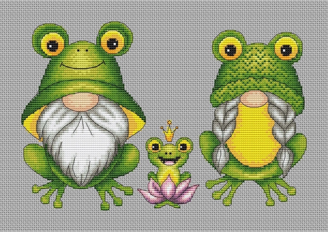 Frog Gnomes Cross Stitch Pattern фото 1
