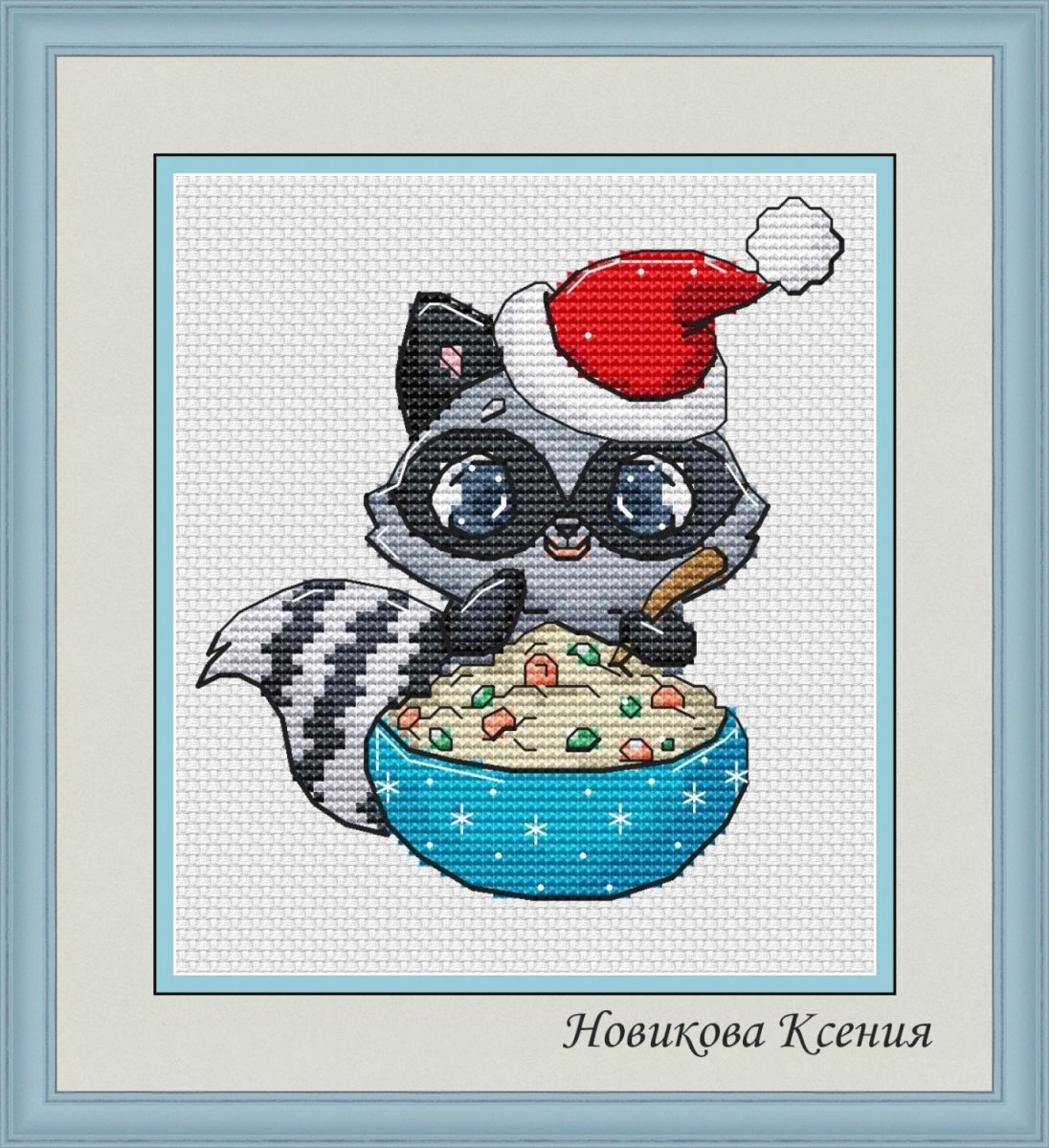 Christmas Raccoon Cross Stitch Pattern фото 1