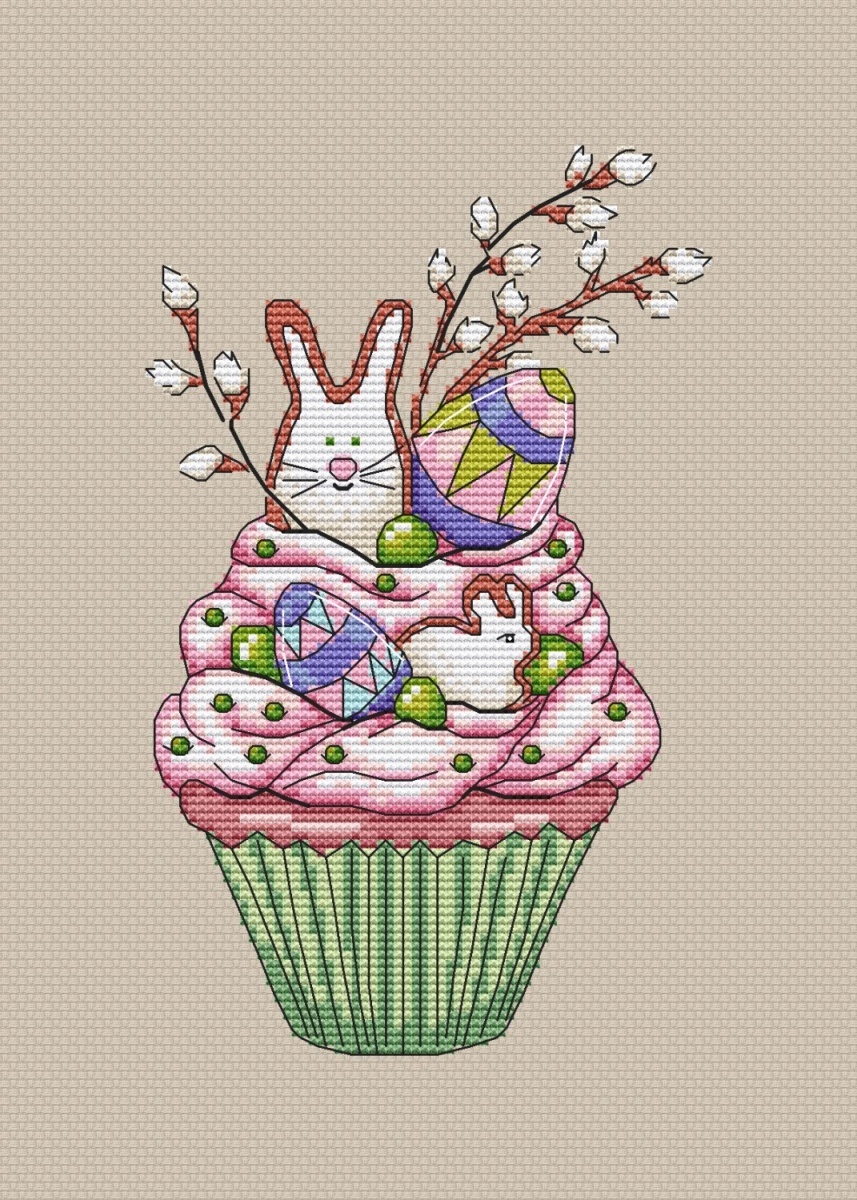 Easter Cupcake Cross Stitch Pattern фото 1