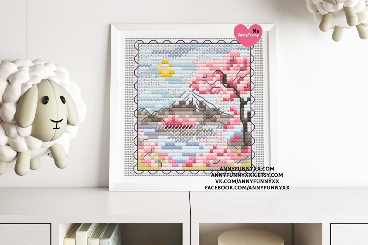 Sakura Postage Stamp Cross Stitch Pattern фото 9