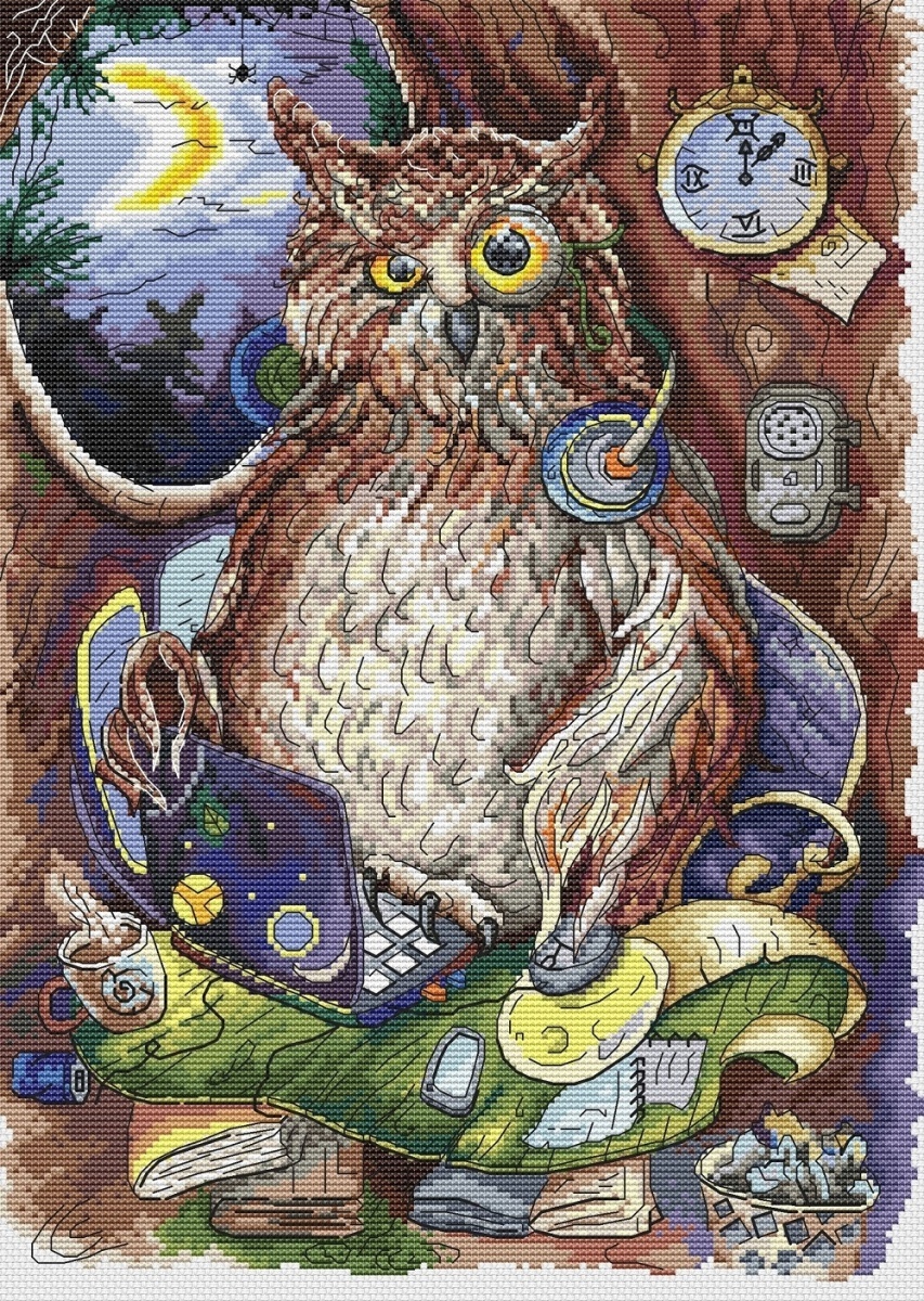 The Midnight Owl Cross Stitch Pattern фото 1
