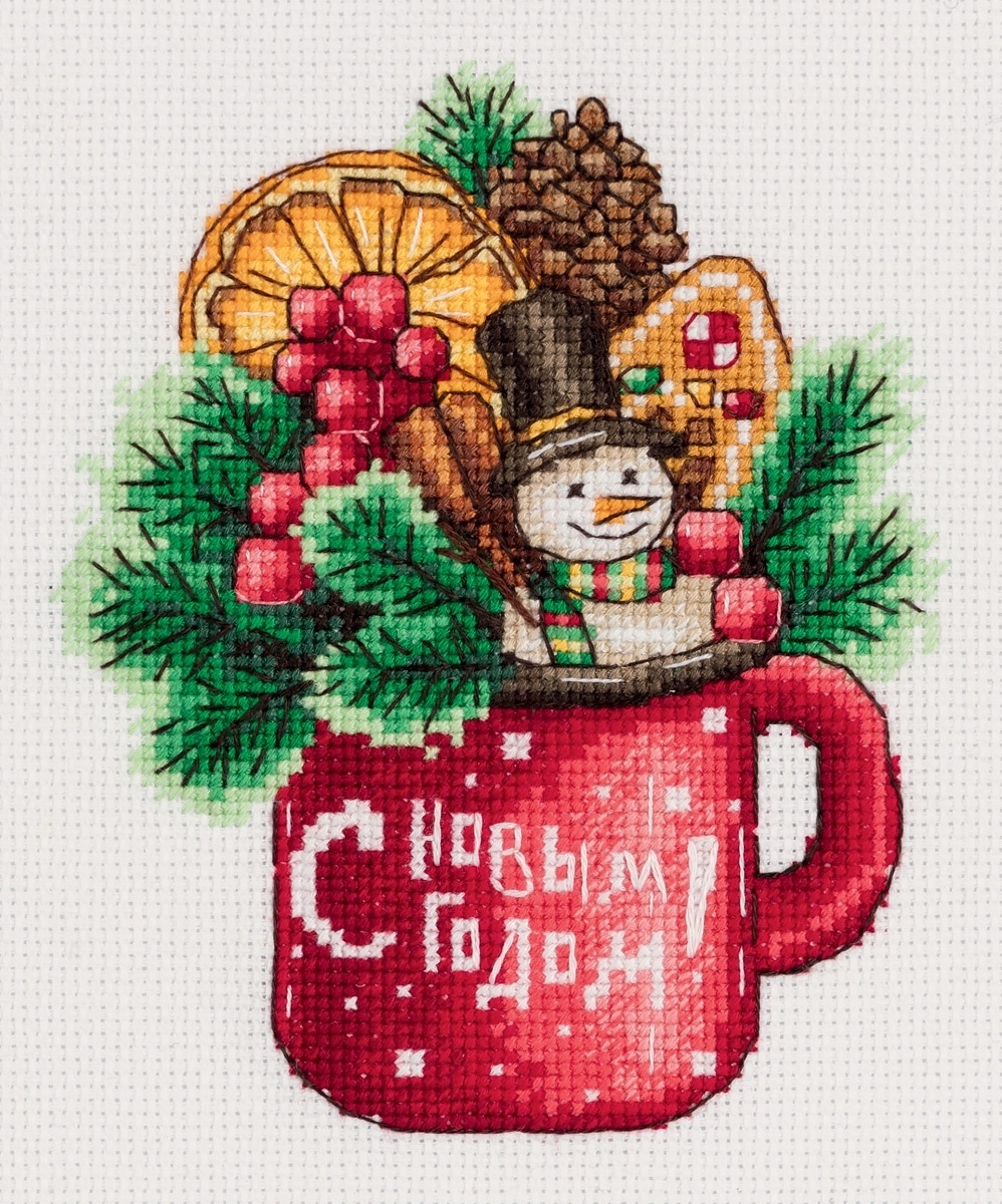 Postcard. Christmas Cup Cross Stitch Kit фото 3