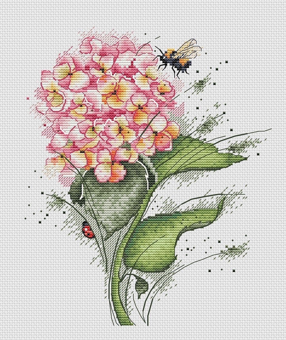 Watercolor Hydrangea Cross Stitch Pattern фото 1