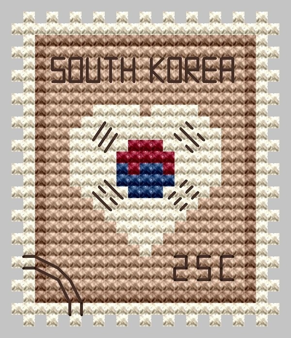 South Korea Postage Stamp Cross Stitch Pattern фото 1