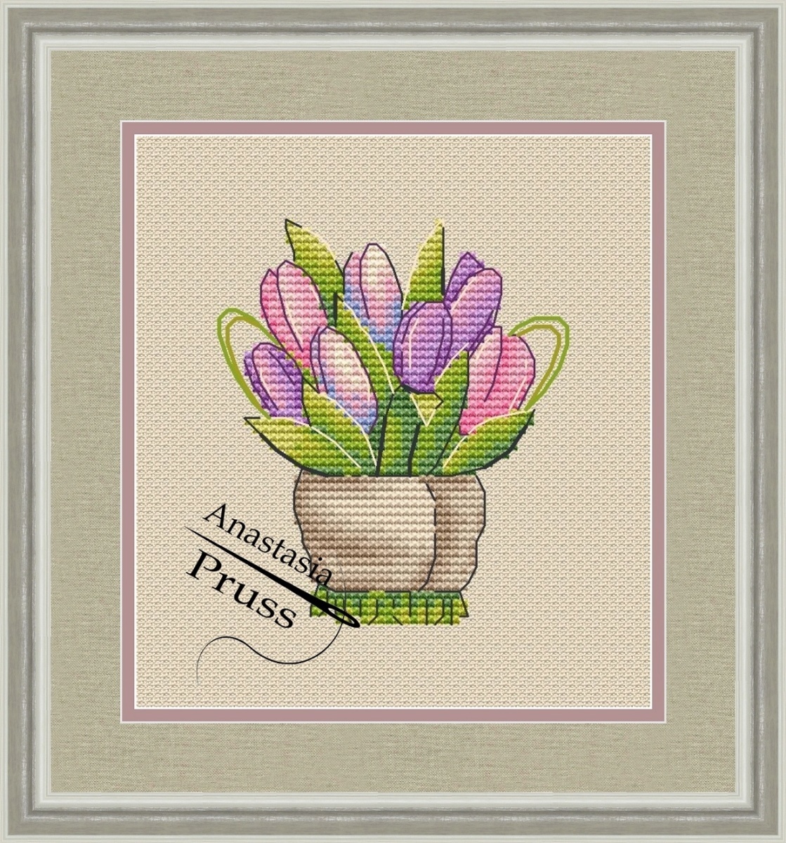 Bouquet of Tulips Cross Stitch Pattern фото 1