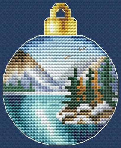 Christmas Bauble. Mountain Landscape 7 Cross Stitch Pattern фото 1