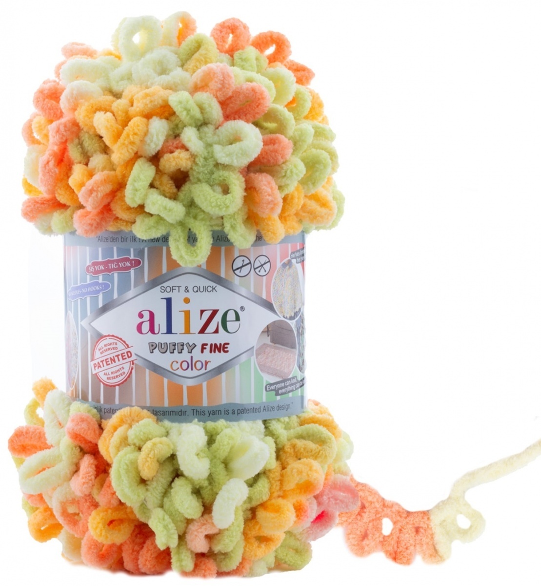 Alize Puffy Fine Color, 100% Micropolyester 5 Skein Value Pack, 500g фото 18