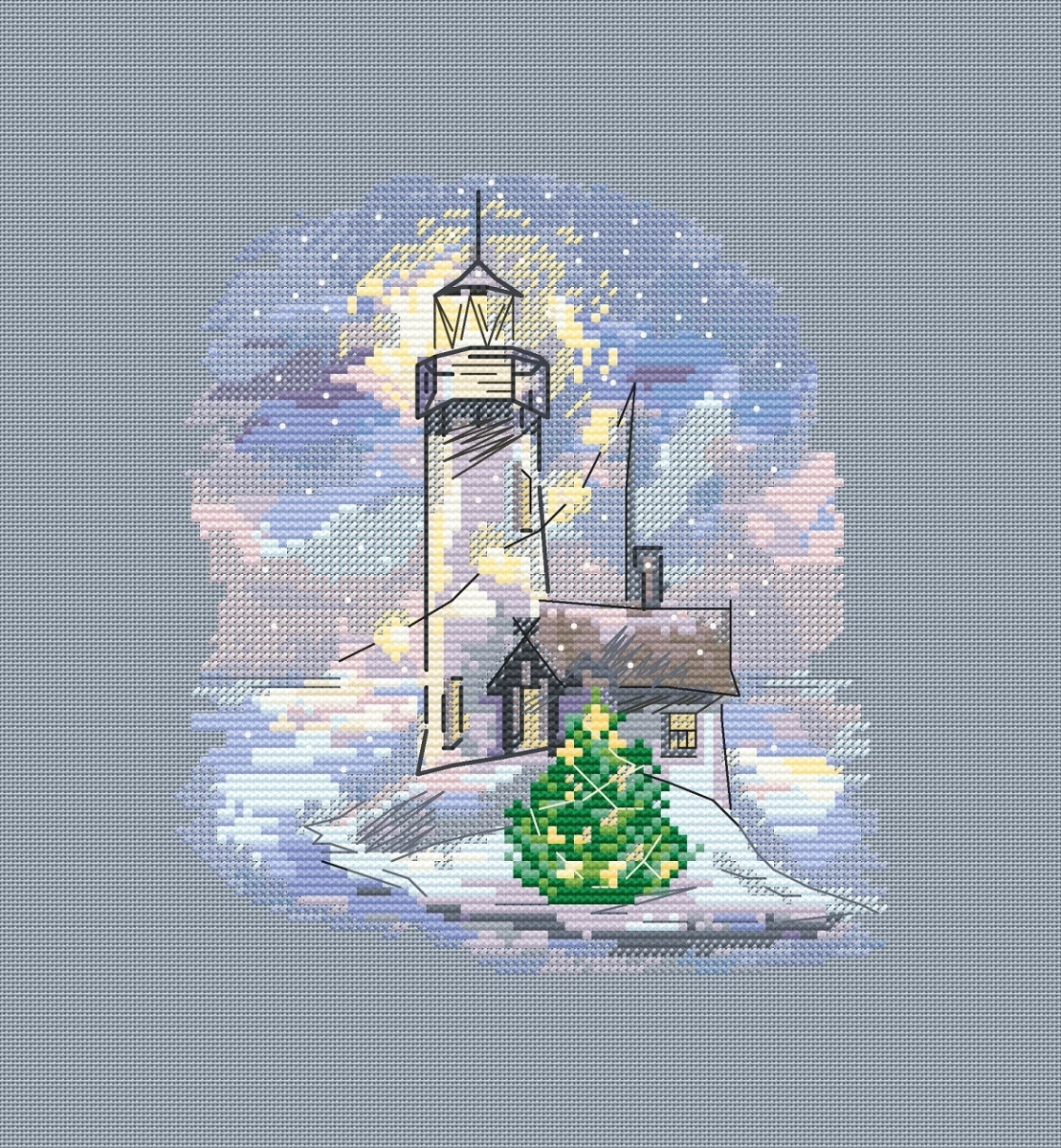 Winter Lighthouse. Twilight Cross Stitch Pattern фото 3