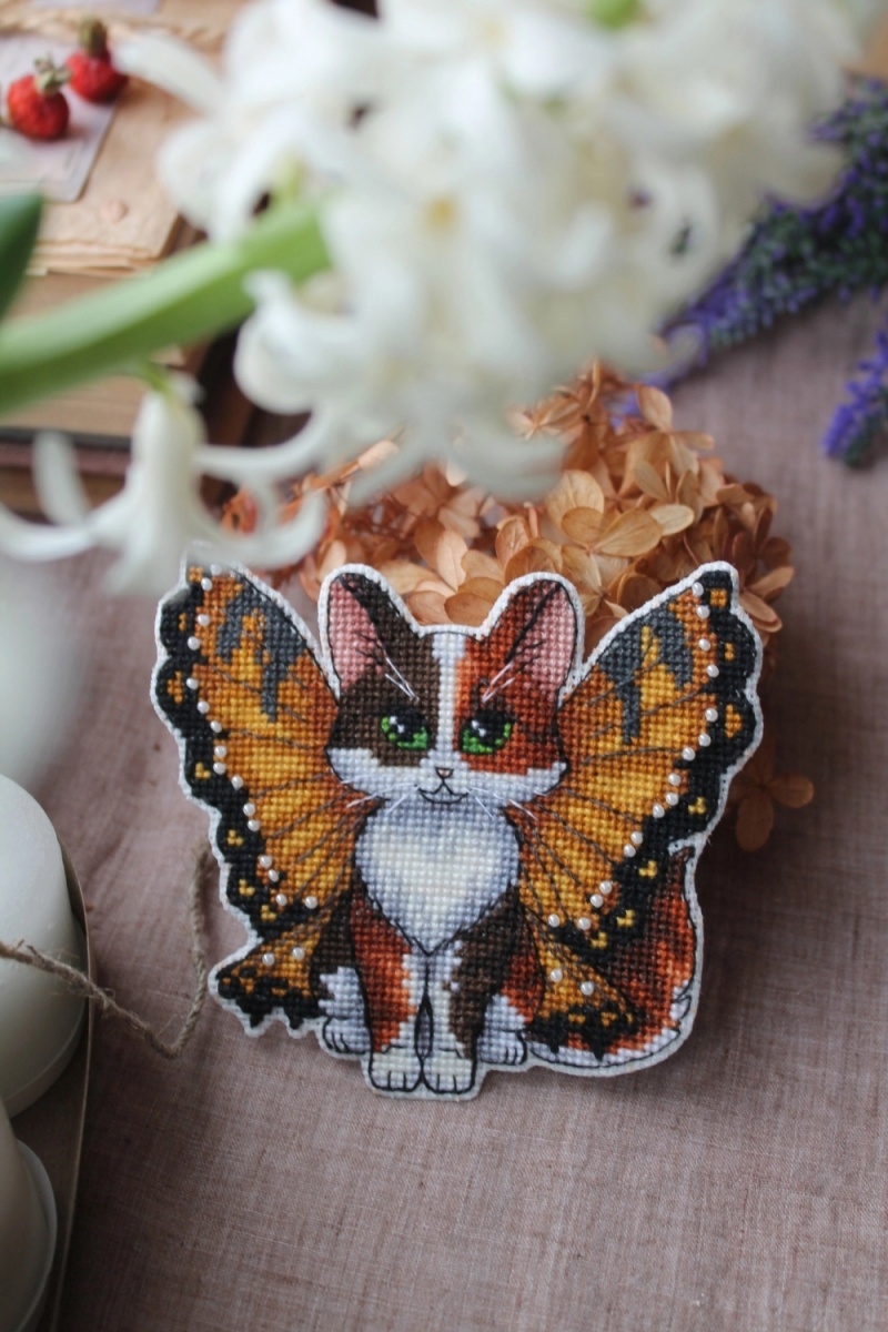 Butterfly Cat Cross Stitch Pattern фото 2