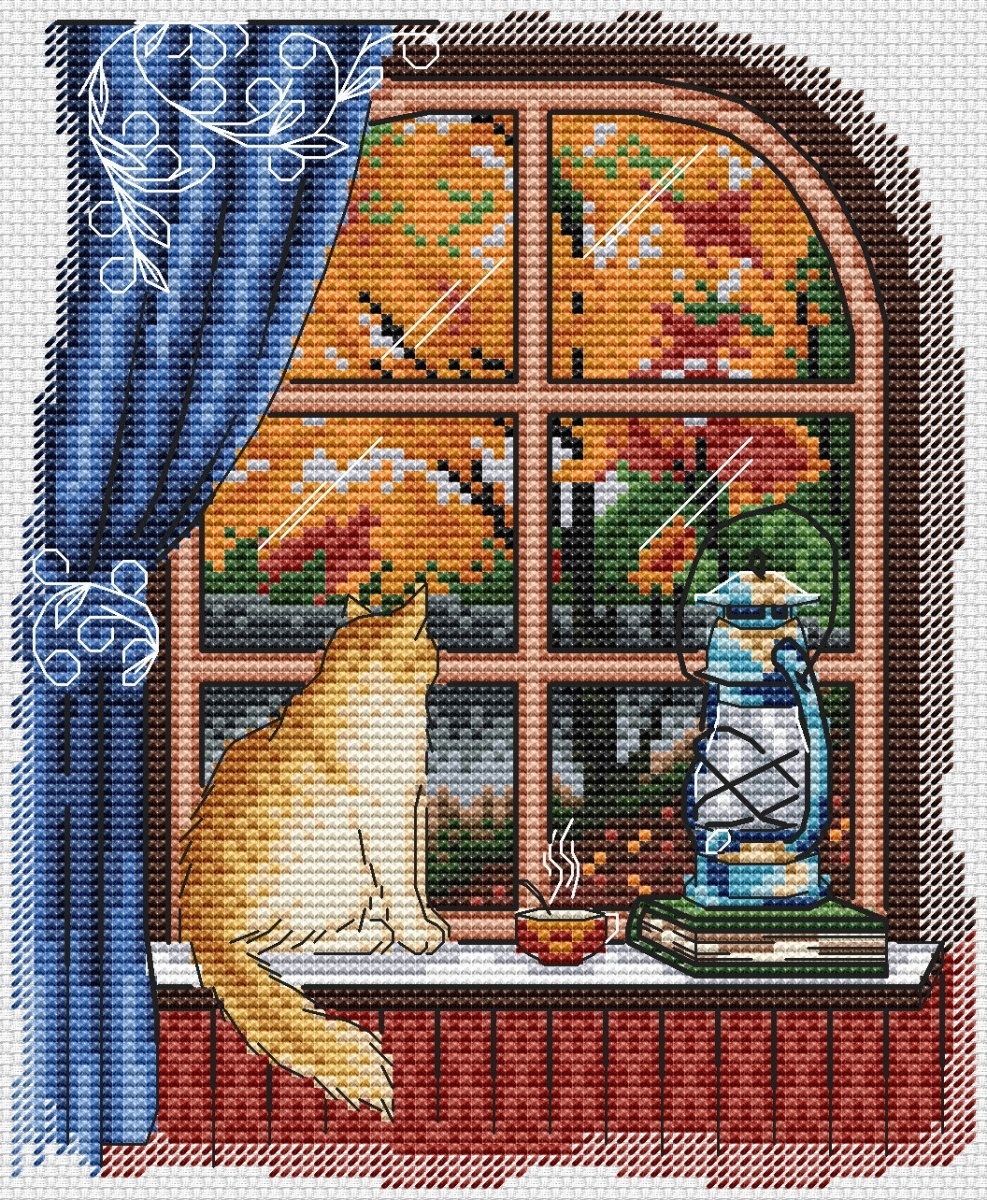 Autumn outside the Window Cross Stitch Pattern фото 1