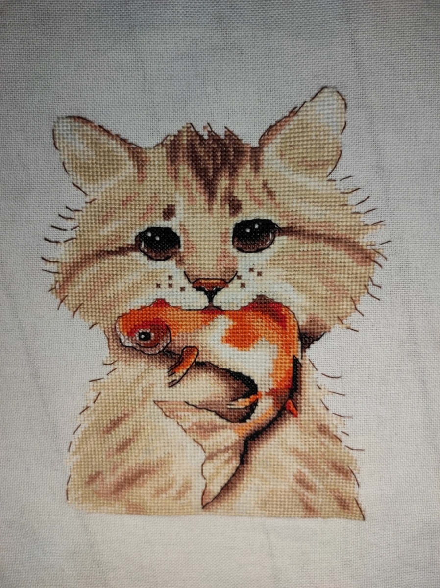 Cat with Fish Cross Stitch Chart фото 9