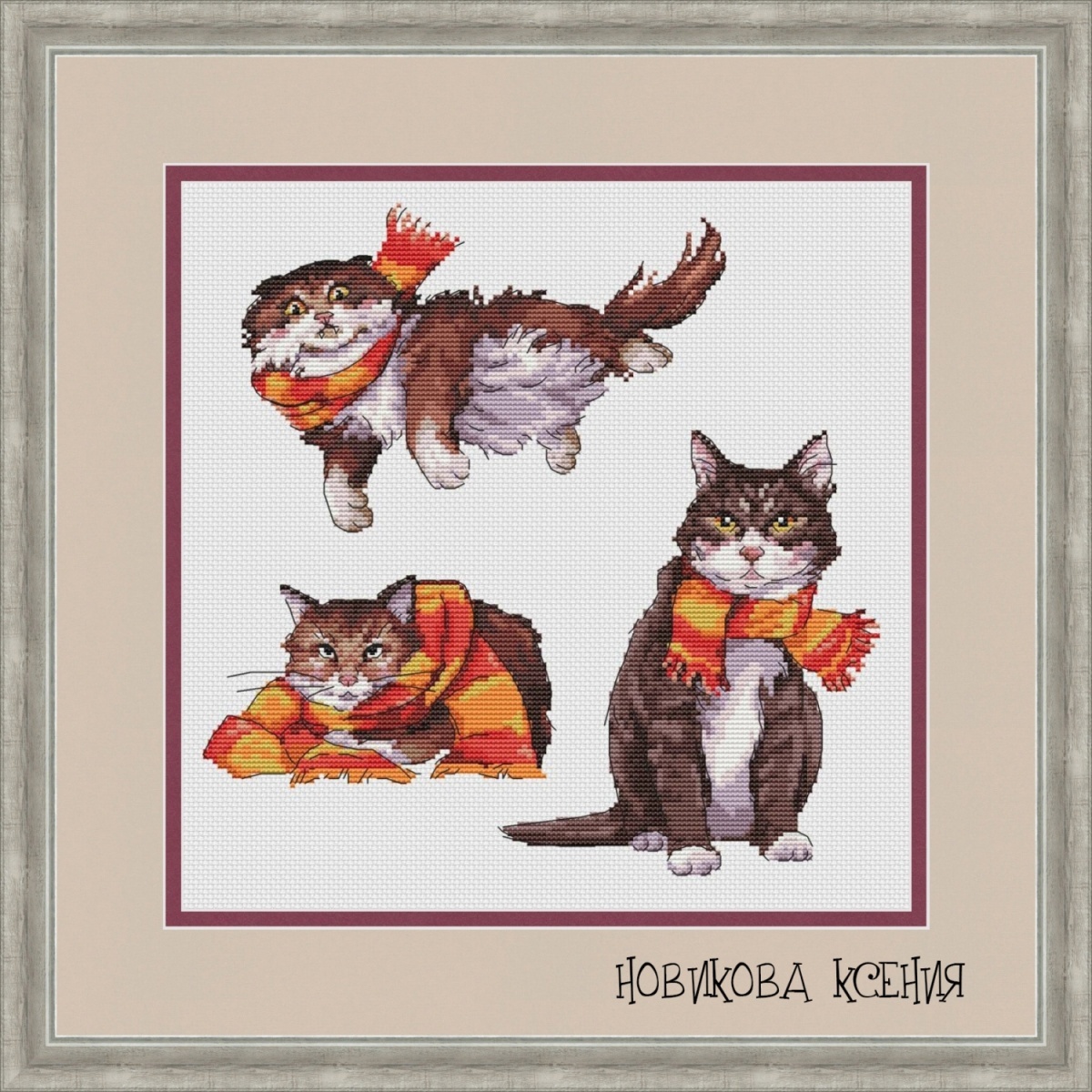 Cats of Gryffindor Cross Stitch Pattern фото 1