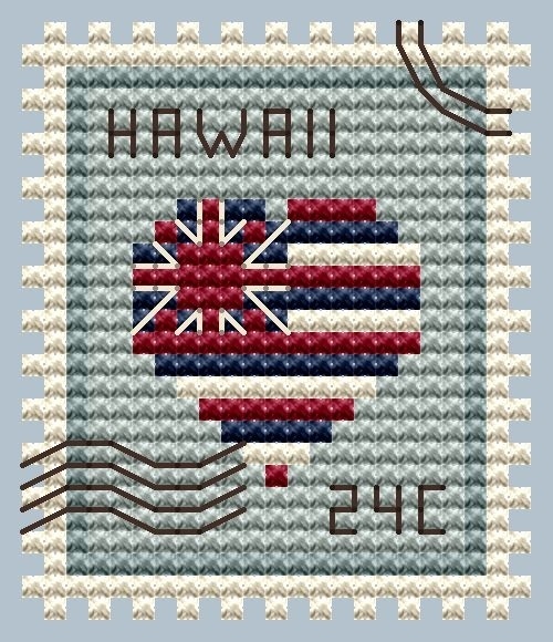 Hawaii Postage Stamp Cross Stitch Pattern фото 1