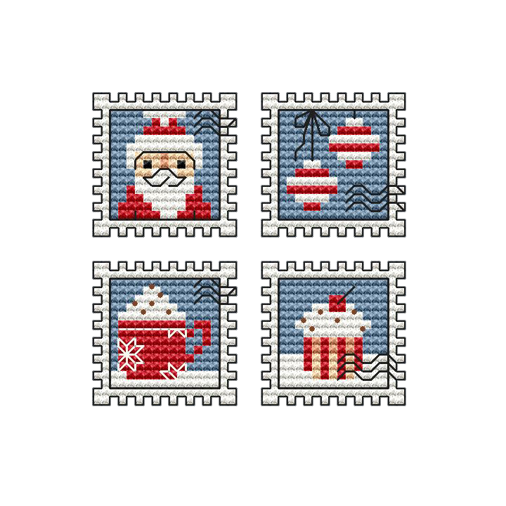 Christmas Postage Stamps Cross Stitch Pattern фото 1